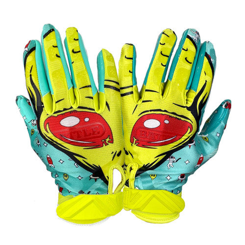 Load image into Gallery viewer, New Battle Cloaked &quot;Alien&quot; Green Football Receiver Gloves - Youth Small
