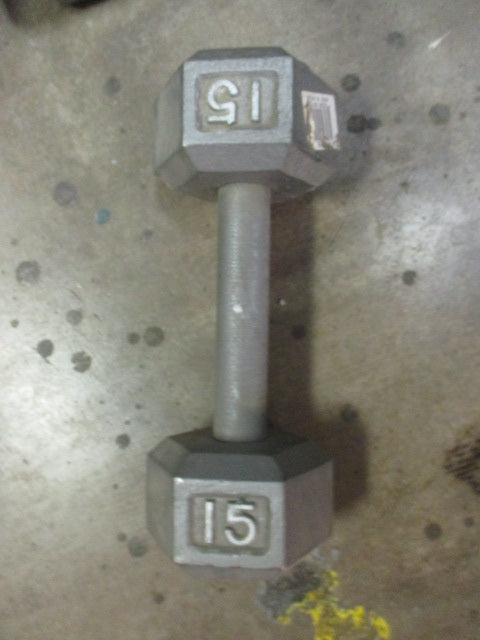 Used Cap 15lb Cast Iron Dumbbell