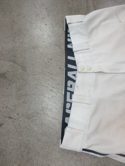 Load image into Gallery viewer, Used Nike Open Bottom White Baseball Pants W/ Navy Piping Adult XL (Hemmed)
