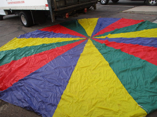 Used Red / White Parachute Approximately 20' Diameter (Has Rips)