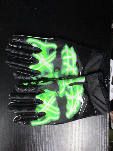 Load image into Gallery viewer, New Battle Cloaked &quot;Nightmare&quot; Neon Green Football Receiver Gloves - Adult Med
