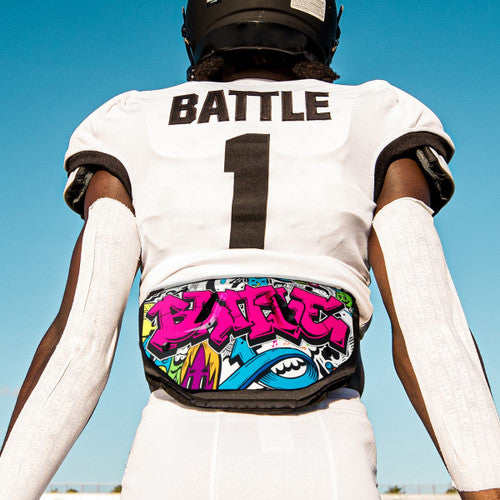 Load image into Gallery viewer, New Battle &quot;Graffiti&quot; Chrome Football Back Plate - Adult
