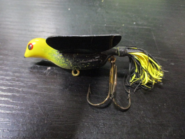 Load image into Gallery viewer, Used Black &amp; Yellow Bird Fishing Lure
