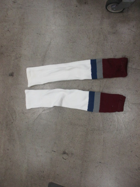 Load image into Gallery viewer, Used White/Maroon Sr. Hockey Socks
