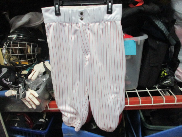 Load image into Gallery viewer, Used White/Red Pin Striped Baseball Pants Size Adult Small
