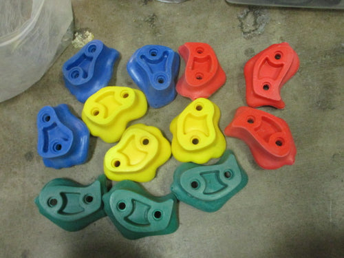 Used Rock Climbing Holds Set of 12 w/ Hardware