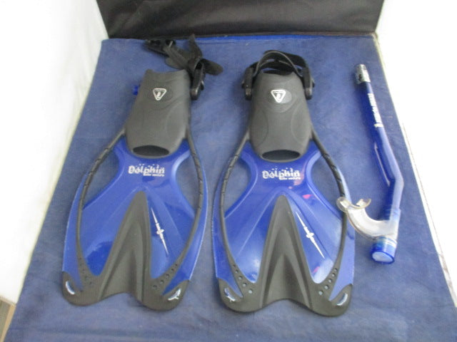 Load image into Gallery viewer, Used Scuba Max Sea Dolphin Fins w/ Snorkel Junior Size XL
