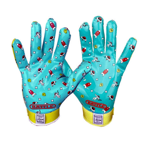 Load image into Gallery viewer, New Battle Cloaked &quot;Alien&quot; Green Football Receiver Gloves - Youth Large
